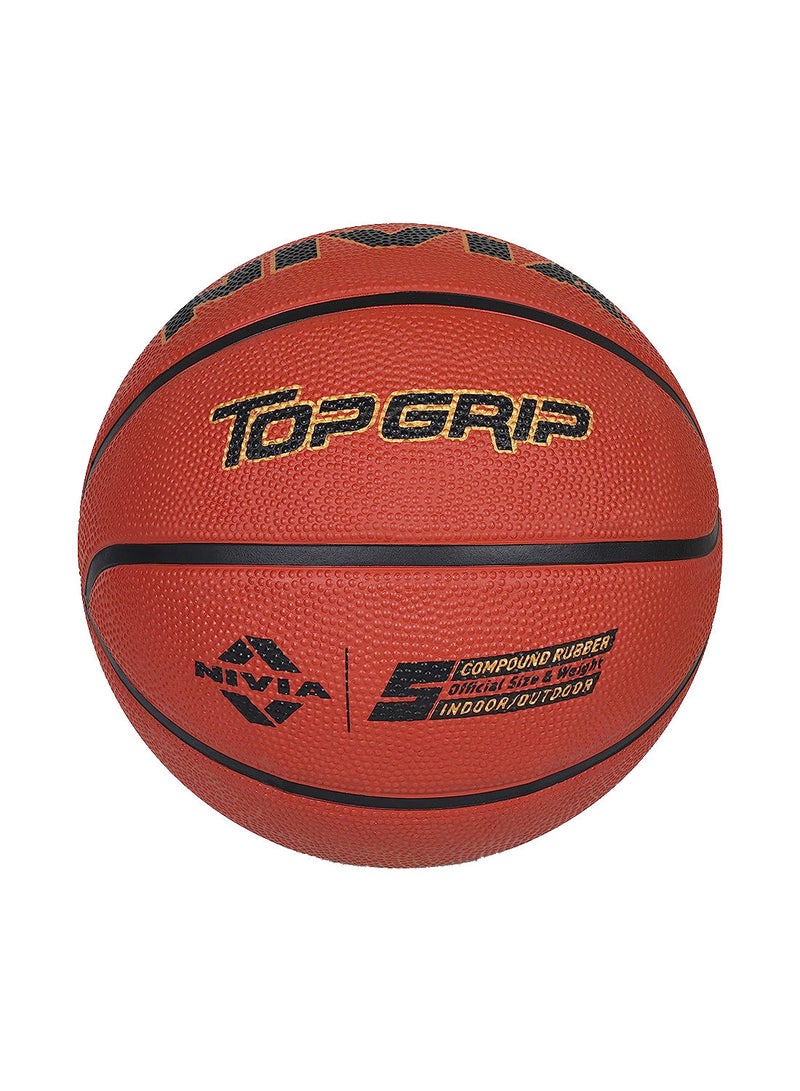 Nivia Top Grip Basketball | Size: 6 | Rubberized Moulded | for Adults | Panels 8 | Machine Stitched | Suitable for Hard Surface, Wooden Flooring, Indoor Synthetic Surface - Image 1