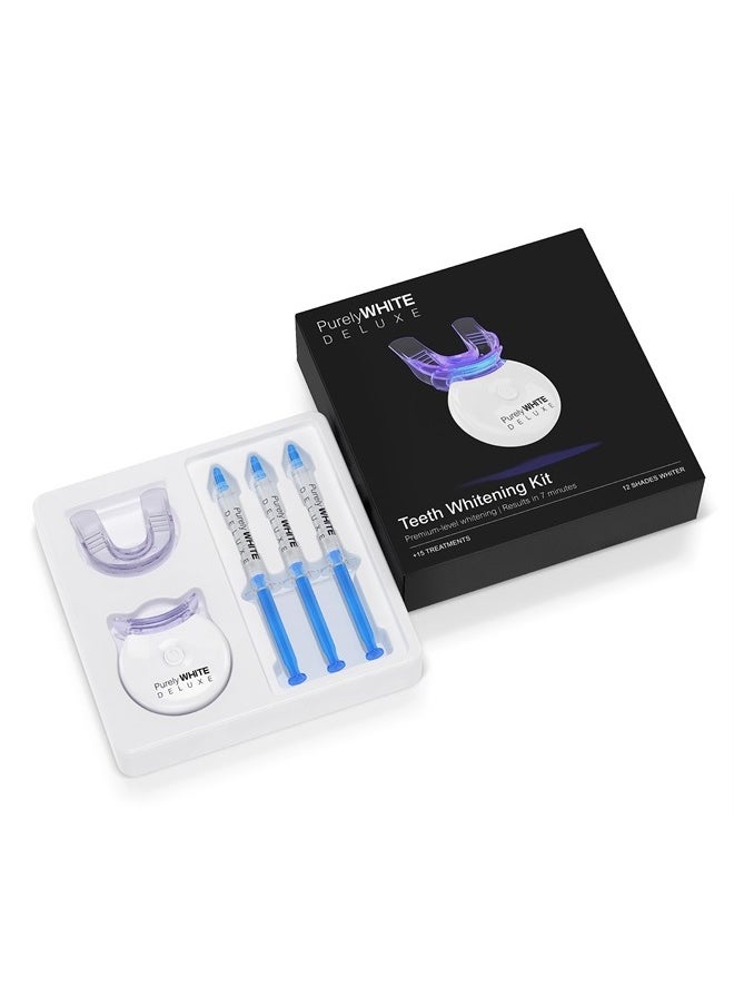 Teeth Whitening Kit, Complete LED Teeth Whitening, 15+ Treatments, (3) 3ml Whitening Gel Syringes, Whiter Smile in 7 Minutes