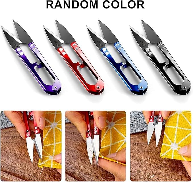 RIANZ Pack of 2 U Sewing Scissors Clippers,Thread Yarn Mini Cross Stitch Scissors Craft Clipper, Great for Stitch, Craft & DIY Supplies (Multi Color) - Image 5