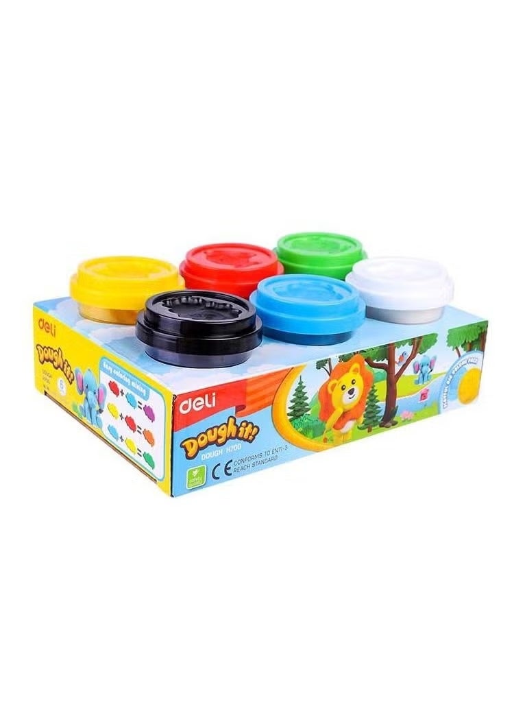 Deli 6-Piece Dough It Soft Clay Set Multicolour