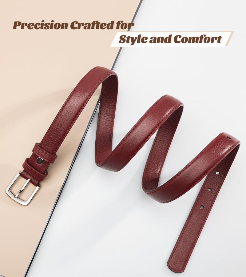 maikun Belt Womens, Womens Waist Pin Buckle Belt, Red, Length 39.4'' - Image 3