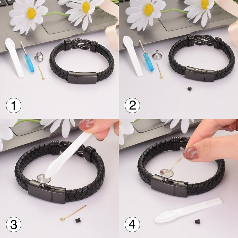 abooxiu Stainless Steel Cremation Bracelet for Ashes, Black, Memorial Jewelry Keepsake Bangle for Men & Women - Image 4
