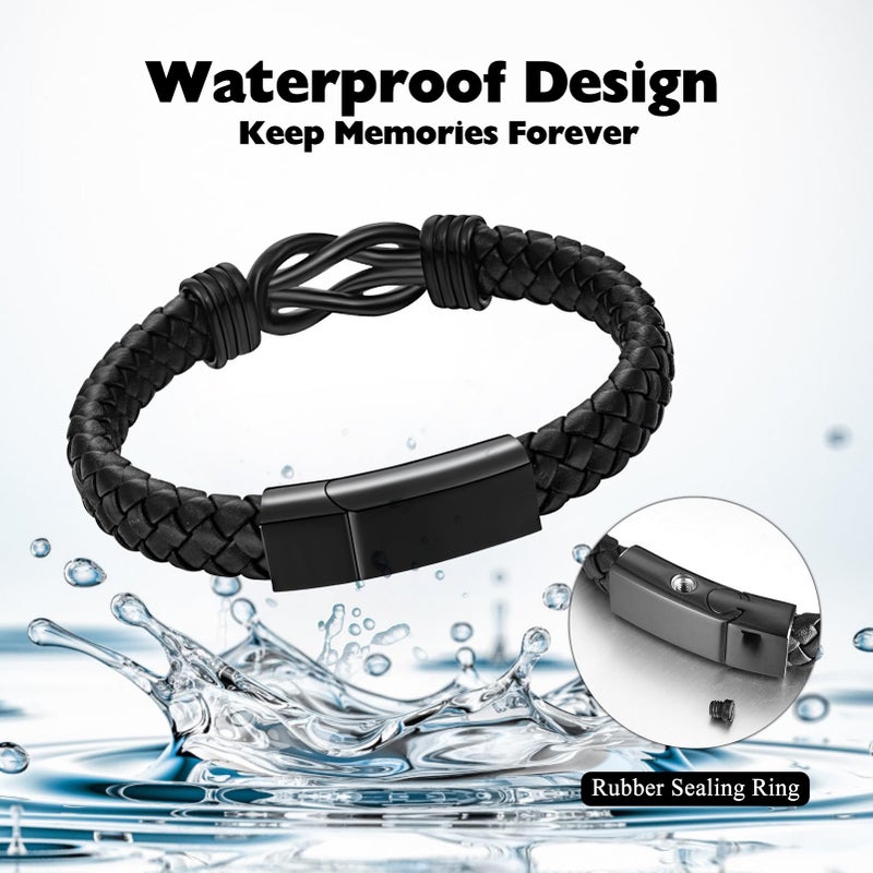abooxiu Stainless Steel Cremation Bracelet for Ashes, Black, Memorial Jewelry Keepsake Bangle for Men & Women - Image 5