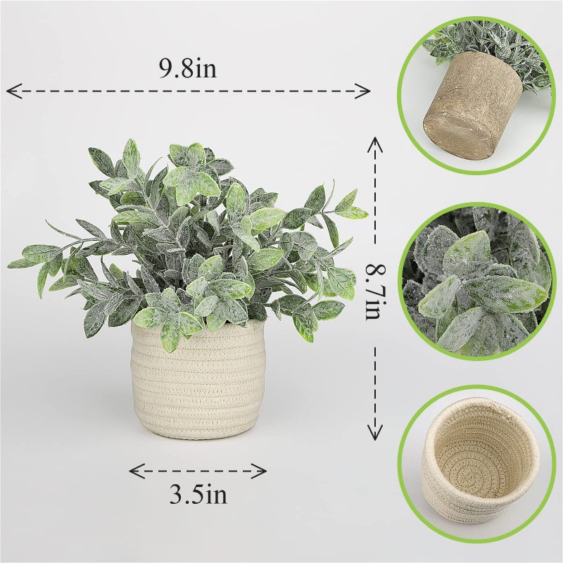 Hopewood Faux Plants, Small Fake Plant for Bathroom, Decorative Artificial Plants for Farmhouse Desk Shelf Decor with A Weave Basket (9.8inch) - Image 3