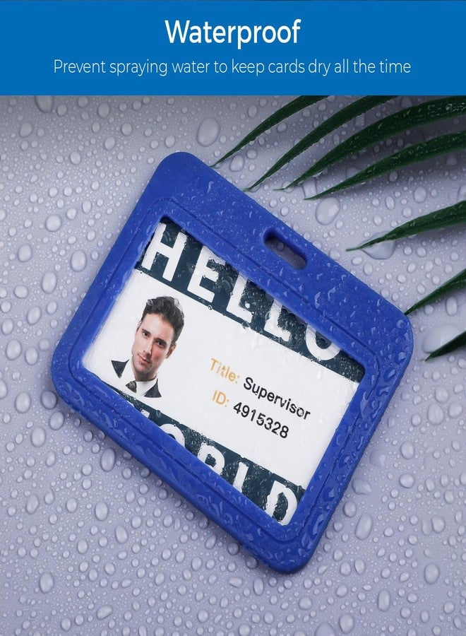 Solo ID Card Holder, Pack of 10 Landscape Badge Case, Double Side Office ID Protector, Plastic Cardholder, Identity Card Tag for Schools, Office, Events (Blue- 8.5 X 5.4 cm) - Image 3
