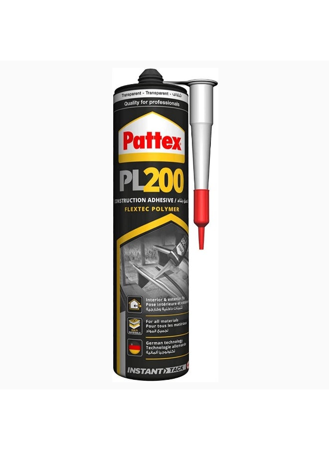 Pattex Henkel Pattex PL200 290g Polymer Based Construction Adhesive -Transparent  - Image 1