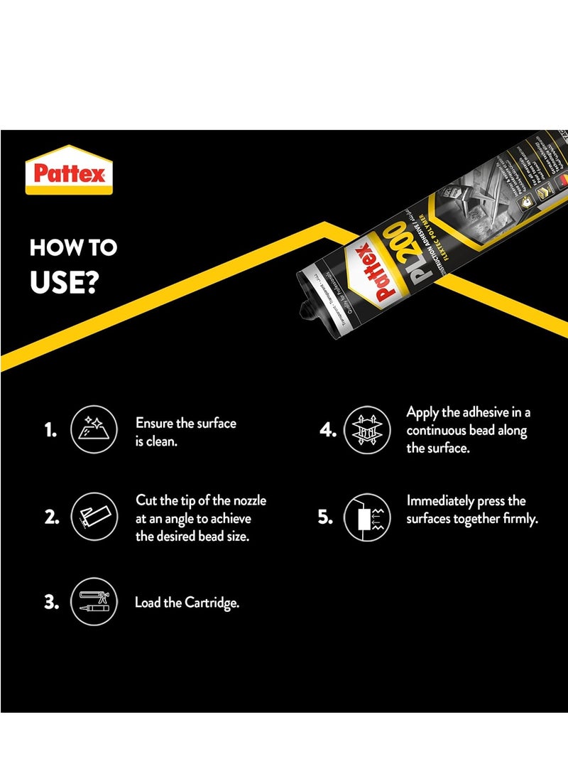 Pattex Henkel Pattex PL200 290g Polymer Based Construction Adhesive -Transparent  - Image 3
