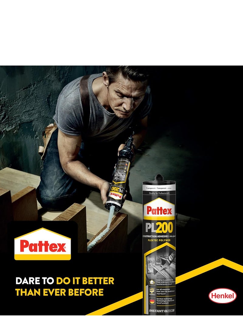 Pattex Henkel Pattex PL200 290g Polymer Based Construction Adhesive -Transparent  - Image 4