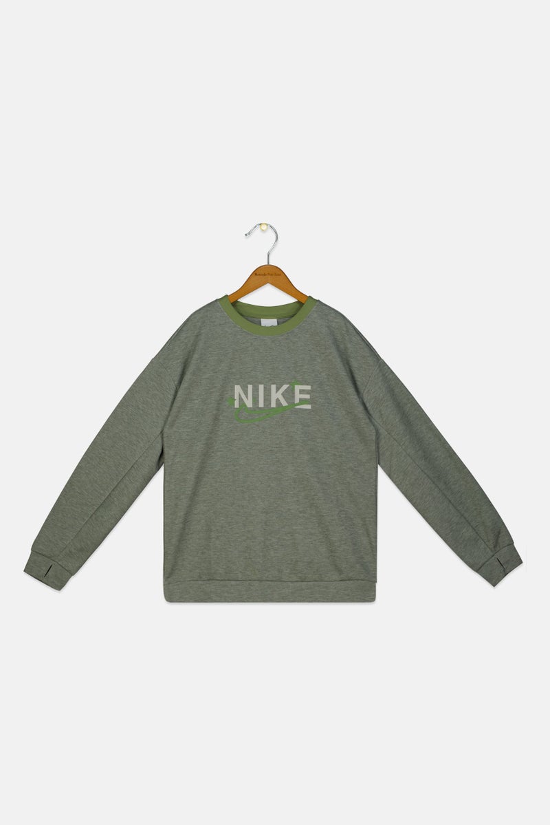 Nike تي شيرت تدريب للأطفال الأولاد بشعار العلامة التجارية، رمادي فاتح - Image 1