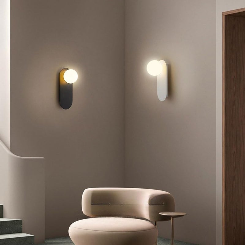 Wall Sconce Globe Glass Wall Lamp Modern Wall Mount Light Geometric Sconces Wall Lighting Fixture G9 Wall Lights with White Glass Ball Shade for Bedroom Living Room Hallway - Image 5