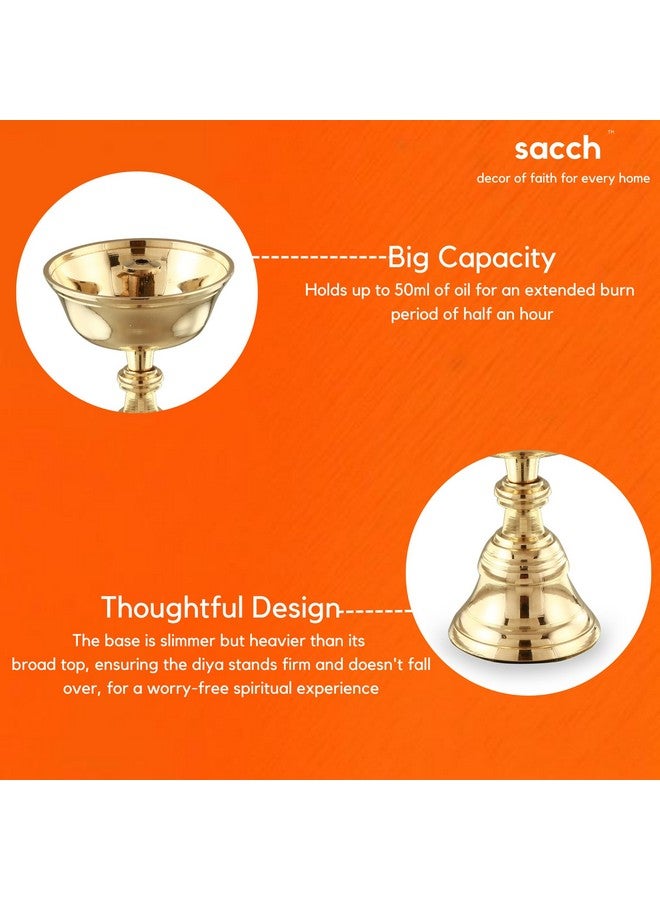 Sacch Brass Akhand Diya for Puja, 2 Piece, Gold - Image 4