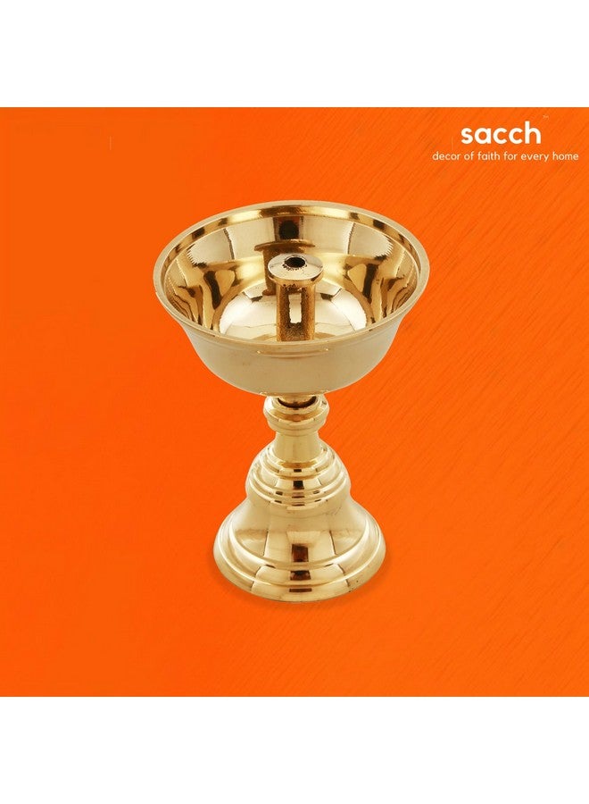 Sacch Brass Akhand Diya for Puja, 2 Piece, Gold - Image 5