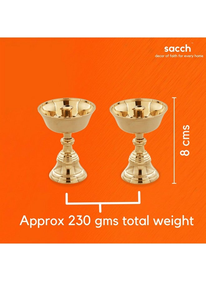 Sacch Brass Akhand Diya for Puja, 2 Piece, Gold - Image 3