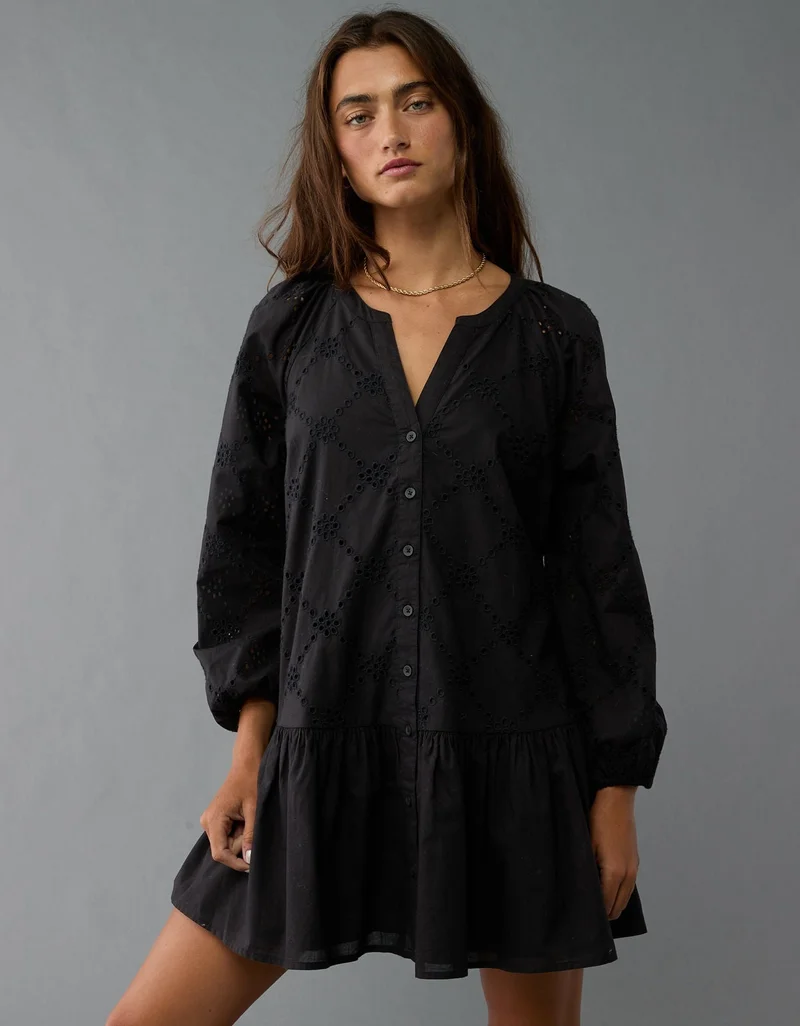 American Eagle AE Drop Waist Shirt Mini Dress