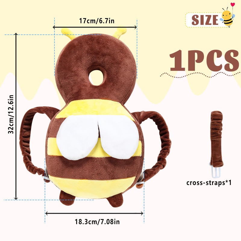 FainFun Baby Head Protection, Breathable Adjustable Protective Pillow, Baby Walker Head Protection for Toddlers, Crawling and Learning, Head Protection Backpack for Children from 5 to 24 Months, Bee - Image 2