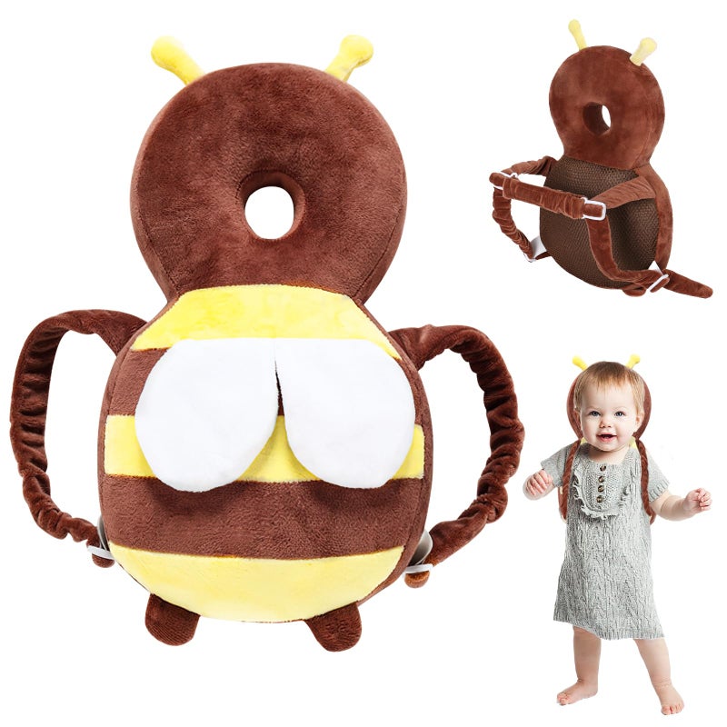 FainFun Baby Head Protection, Breathable Adjustable Protective Pillow, Baby Walker Head Protection for Toddlers, Crawling and Learning, Head Protection Backpack for Children from 5 to 24 Months, Bee - Image 1