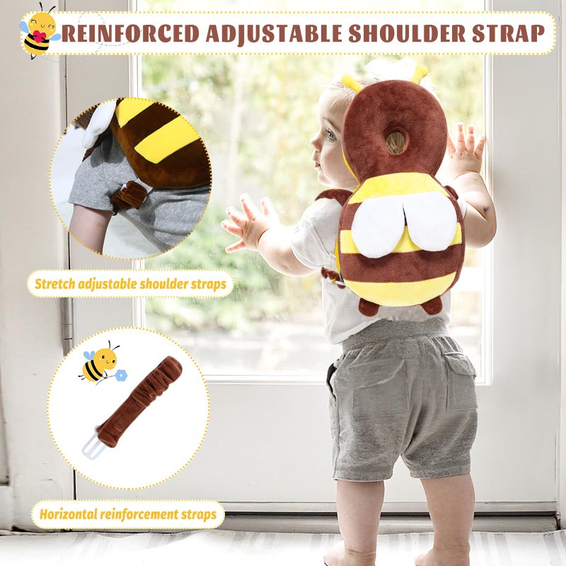 FainFun Baby Head Protection, Breathable Adjustable Protective Pillow, Baby Walker Head Protection for Toddlers, Crawling and Learning, Head Protection Backpack for Children from 5 to 24 Months, Bee - Image 5