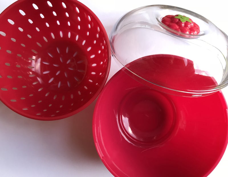 Joie Berry Keeper Colander Pod, Built-in Strainer for Easy Fruit Storage, Holds One Pint of Berries, Compact Fridge Container, Efficient Kitchen Gadget, Raspberry - Image 3