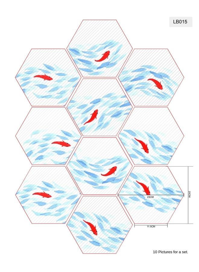 الأزرق جي دبليو الجملة حمام المطبخ ملصق جدار المطبخ غير قابل للانزلاق ، أرضيات سداسية الأضلاع ، ملخص LB001-040 - Image 1