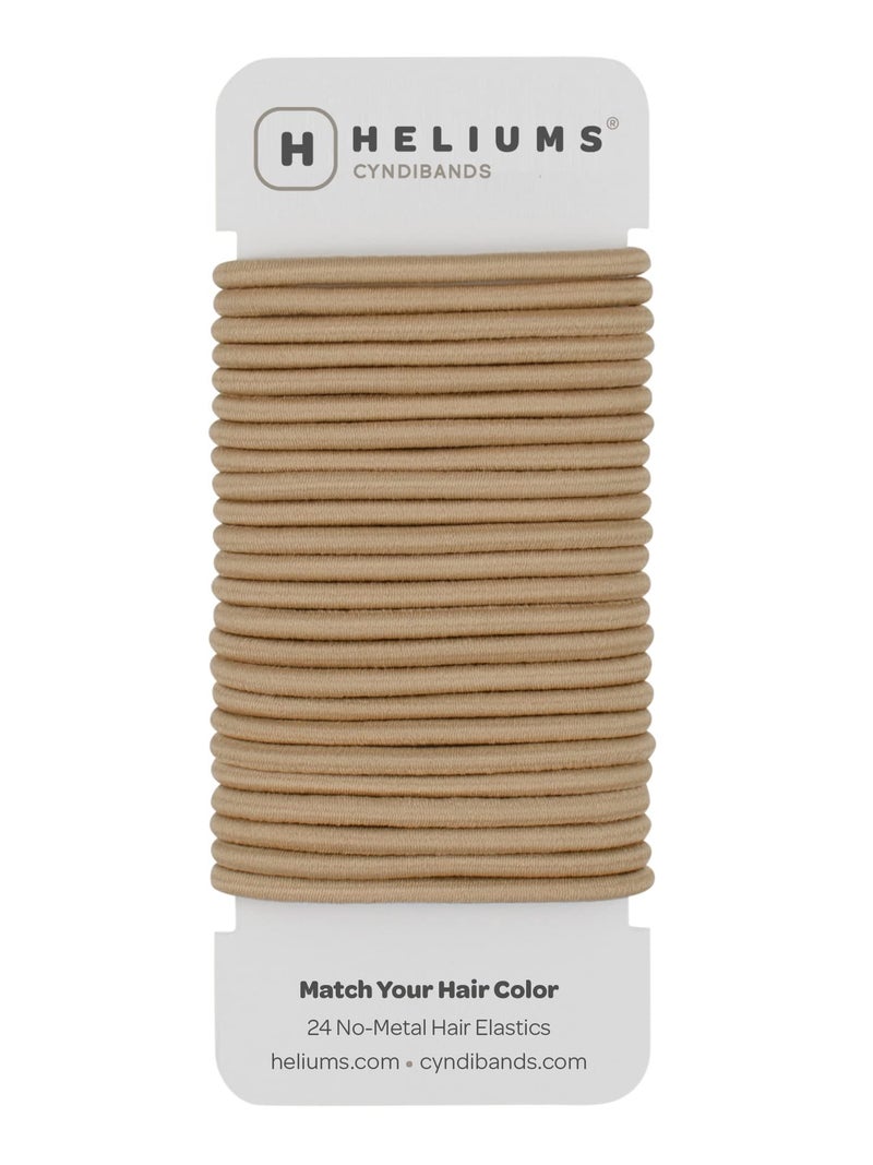 Cyndibands Elastic Hair Ties  Sandy Blonde  No Damage 4mm Ponytail Holders for Women  Kids 24Pack Hair Elastics in Neutral Colors