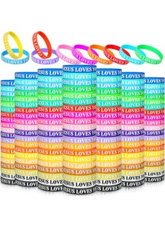 Jerify 200 Pcs Jesus Loves You Silicone Bracelet For Kids Christian Wristbands Bulk Bible Verse Rubber Bracelet Religious Colorful Bands For Men Women Party Favors Gifts School Prizes (Printed)  - Image 1
