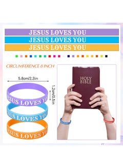 Jerify 200 Pcs Jesus Loves You Silicone Bracelet For Kids Christian Wristbands Bulk Bible Verse Rubber Bracelet Religious Colorful Bands For Men Women Party Favors Gifts School Prizes (Printed)  - Image 3