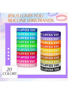 Jerify 200 Pcs Jesus Loves You Silicone Bracelet For Kids Christian Wristbands Bulk Bible Verse Rubber Bracelet Religious Colorful Bands For Men Women Party Favors Gifts School Prizes (Printed)  - Image 4