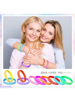 Jerify 200 Pcs Jesus Loves You Silicone Bracelet For Kids Christian Wristbands Bulk Bible Verse Rubber Bracelet Religious Colorful Bands For Men Women Party Favors Gifts School Prizes (Printed)  - Image 2