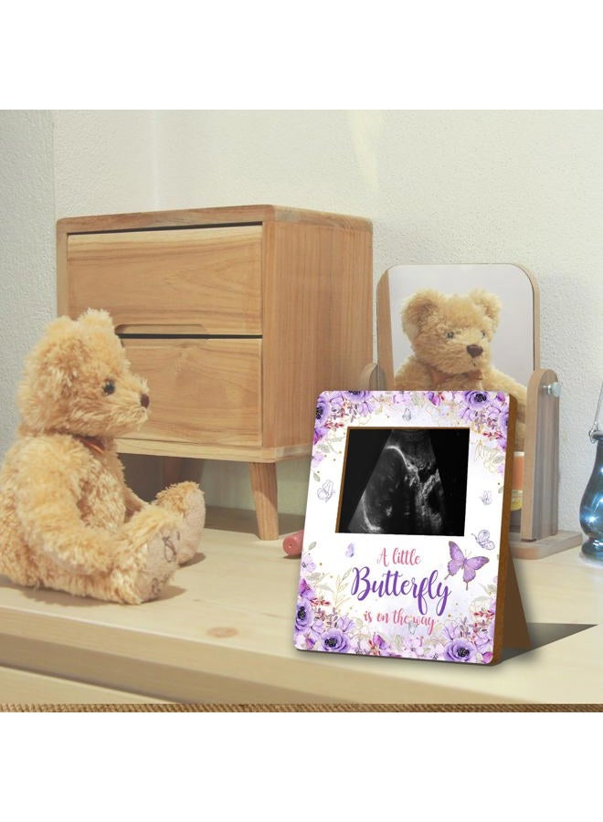 ALodr Butterfly Baby Shower Decorations, Butterfly Baby Shower Sign Picture Frame, Girl Decor for Gender Reveal, Pregnancy Milestone Keepsake, Pregnancy Announcement Sonogram Photo Frames - Image 3