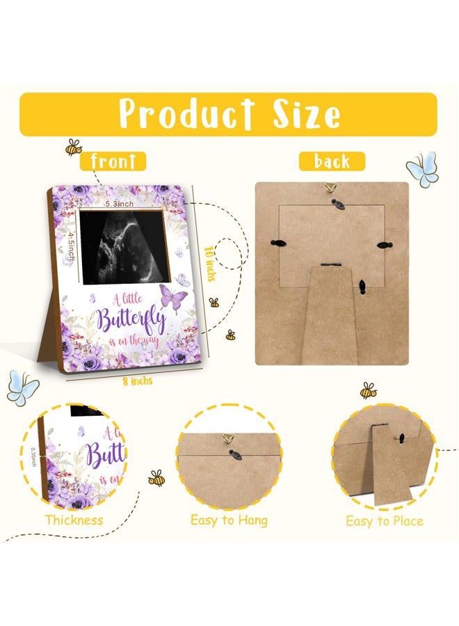 ALodr Butterfly Baby Shower Decorations, Butterfly Baby Shower Sign Picture Frame, Girl Decor for Gender Reveal, Pregnancy Milestone Keepsake, Pregnancy Announcement Sonogram Photo Frames - Image 2