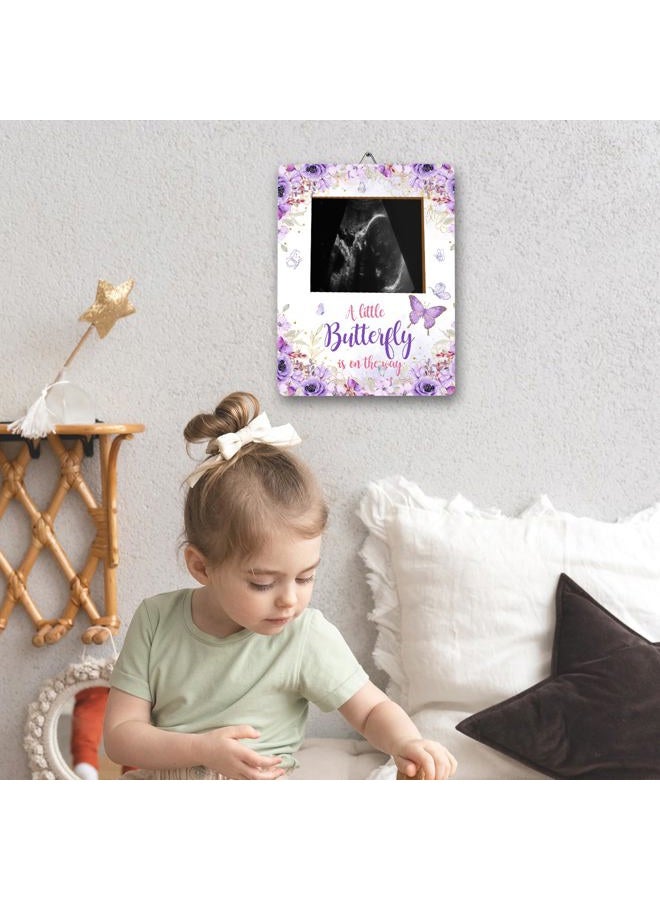 ALodr Butterfly Baby Shower Decorations, Butterfly Baby Shower Sign Picture Frame, Girl Decor for Gender Reveal, Pregnancy Milestone Keepsake, Pregnancy Announcement Sonogram Photo Frames - Image 4