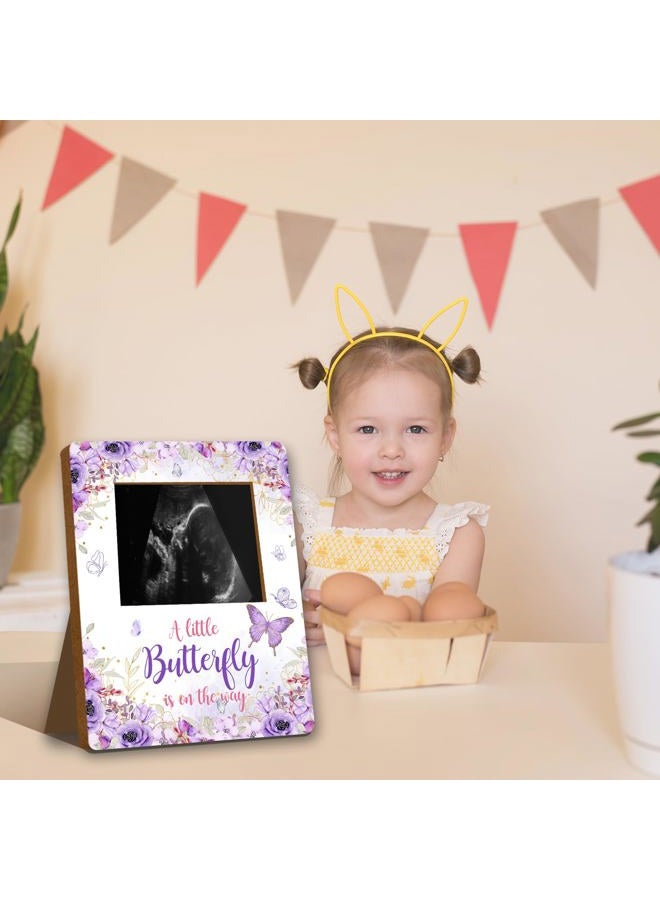 ALodr Butterfly Baby Shower Decorations, Butterfly Baby Shower Sign Picture Frame, Girl Decor for Gender Reveal, Pregnancy Milestone Keepsake, Pregnancy Announcement Sonogram Photo Frames - Image 5