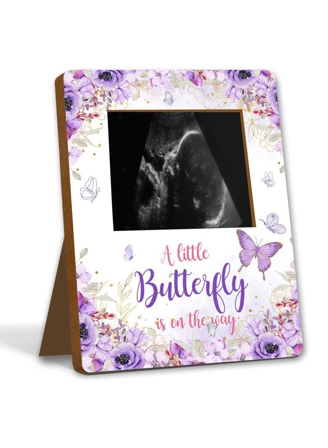 ALodr Butterfly Baby Shower Decorations, Butterfly Baby Shower Sign Picture Frame, Girl Decor for Gender Reveal, Pregnancy Milestone Keepsake, Pregnancy Announcement Sonogram Photo Frames - Image 1