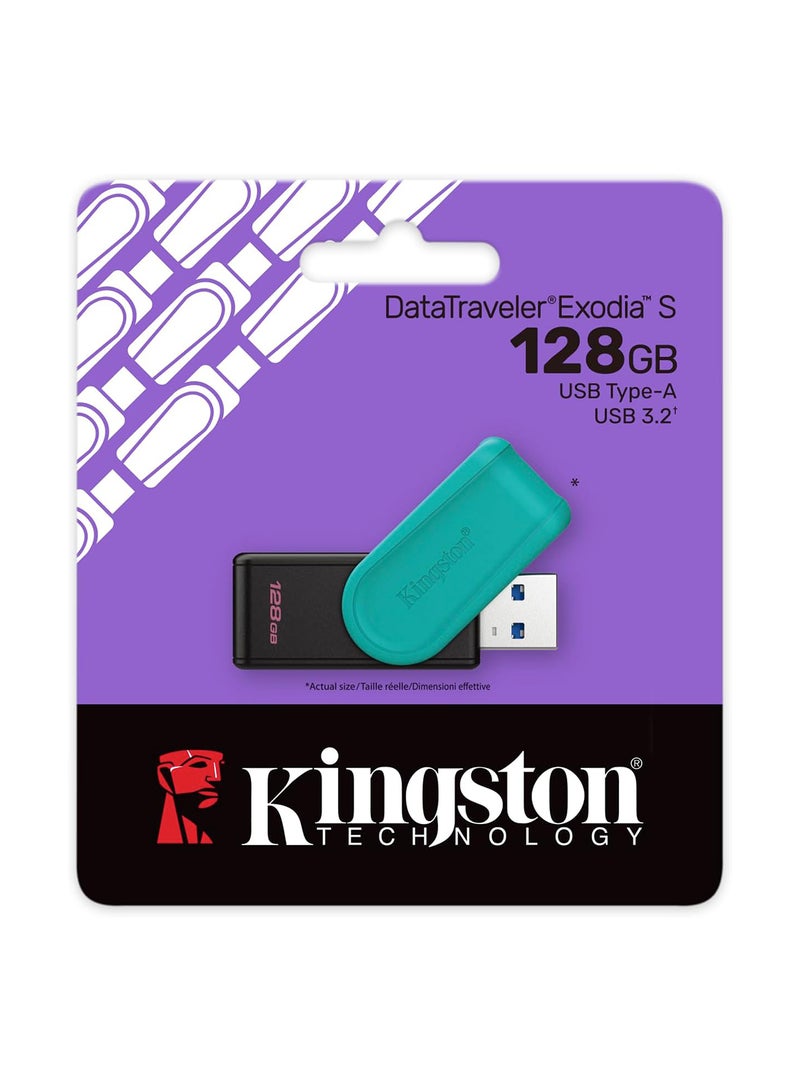 كينغستون DataTraveler Exodia S USB Stick - 128GB - USB 3.2 Gen 1 - USB Type A - Black/Turquoise - DTXS/128GB - Image 3