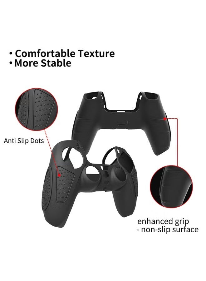 2 PACK PS5 Controller Skin Case Soft Flat Anti-Slip Silicone Protective Cover for PlayStation 5 Controller, with 4 Raised Thumb Grip Caps - Image 2