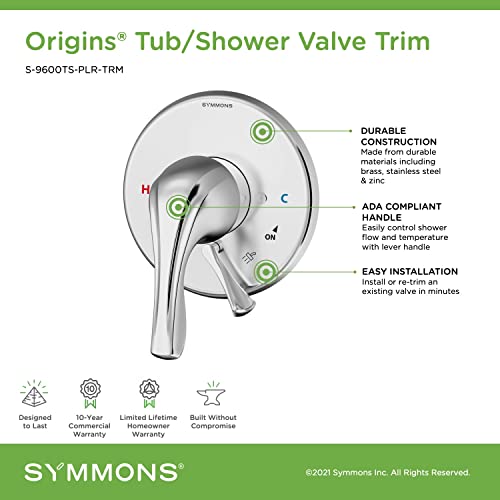 Symmons S-9600TS-PLR-TRM Origins Tub/Shower Valve Trim (Valve Not Included) - Image 5