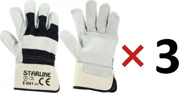 Starline Reinforced Leather Gloves Work Gloves / E-041-KT 3 Pairs
