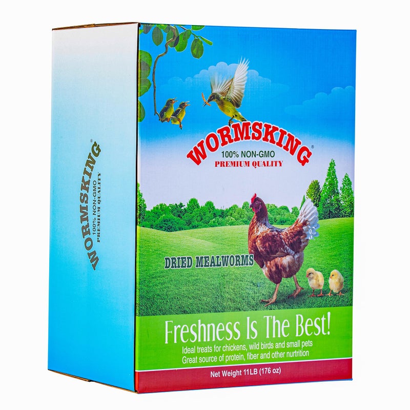 WORMSKING 11 LBS Dried Mealworms, Non GMO, High Protein Treat for Chicken, Duck, Birds, Reptile, Hamster,Hedgehog - Image 1