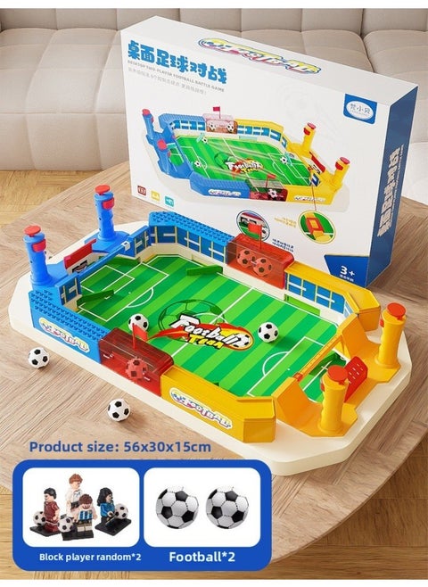 Children's Foosball Two-Player Table Game Parent-Child Interactive Table Game For Boys Aged 3 To 6 Toy Board Game-Color:(upgraded 4-button) Football Platform [with 2 Balls + 2 Building Block Figures]