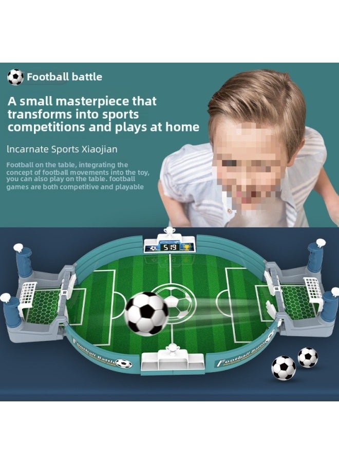 Children's Foosball Two-Player Table Game Parent-Child Interactive Table Game For Boys Aged 3 To 6 Toy Board Game-Color:(upgraded 4-button) Football Platform [with 2 Balls + 2 Building Block Figures]