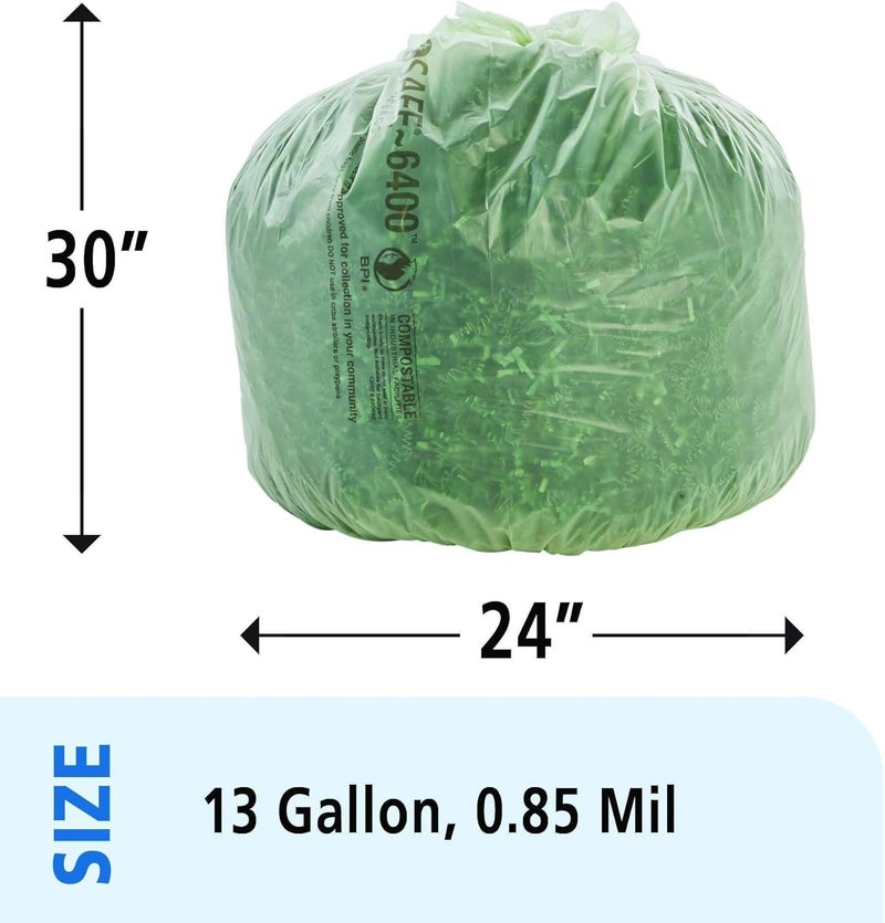 Stout 13 Gallon Heavy Duty Compostable Trash Bags - 45 Count, Green, ASTM6400 Certified - Image 2