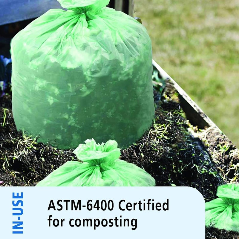 Stout 13 Gallon Heavy Duty Compostable Trash Bags - 45 Count, Green, ASTM6400 Certified - Image 5