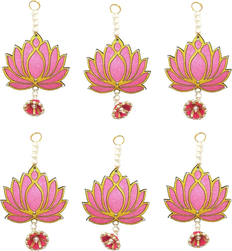 StepsToDo (with device) StepsToDo with device Hanging Wooden Lotus CutOut Handicraft Set of 6 Rose Pink Festive DIY Craft Material Completely Wooden Decoration for Any Festival Diwali Pooja Wedding Gift6 