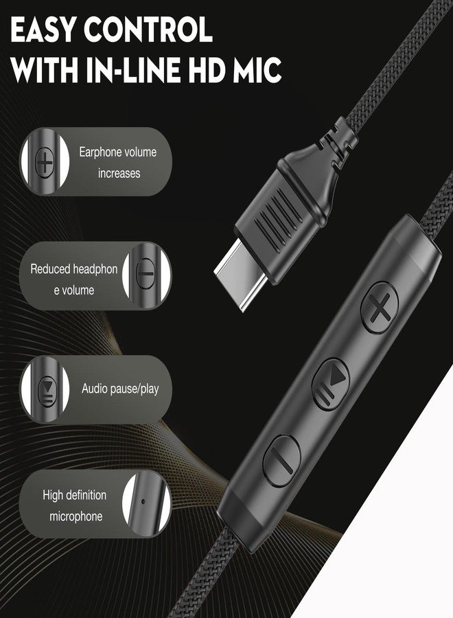 سماعات رأس Bywulanda USB C مزودة بميكروفون وتحكم في مستوى الصوت، سماعات رأس ستيريو تغطي الأذن لأجهزة iPhone 15 و 16 Pro، سماعات رأس سلكية قابلة للطي للهواتف الذكية وأجهزة Chromebook وأجهزة الكمبيوتر المحمولة والأجهزة اللوحية والسفر (أسود/رمادي) - Image 4