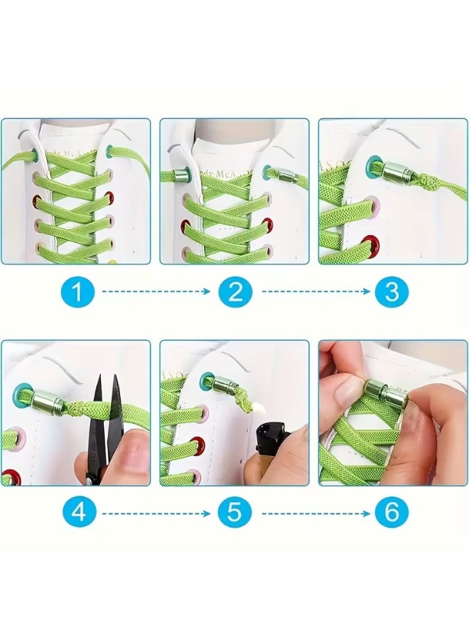 2 Pcs Elastic Laces Clasps Metal Capsule Lock Buckles Tip Ends No Tie Shoelaces Tieless Elastic Lazy Shoelace Accessries - Image 3