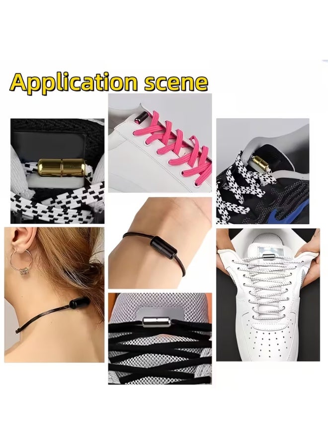 2 Pcs Elastic Laces Clasps Metal Capsule Lock Buckles Tip Ends No Tie Shoelaces Tieless Elastic Lazy Shoelace Accessries - Image 2