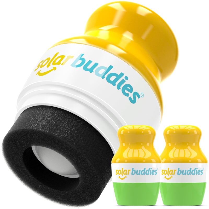 Solar Buddies Sunscreen Applicator - Green Pack of 2 - BPA-Free Refillable Roll on Sponge Sunscreen, Suncream & Lotion Applicator For Kids, Adults & Families - Holds 3.4fl oz, Perfect Size for Travel - Image 1