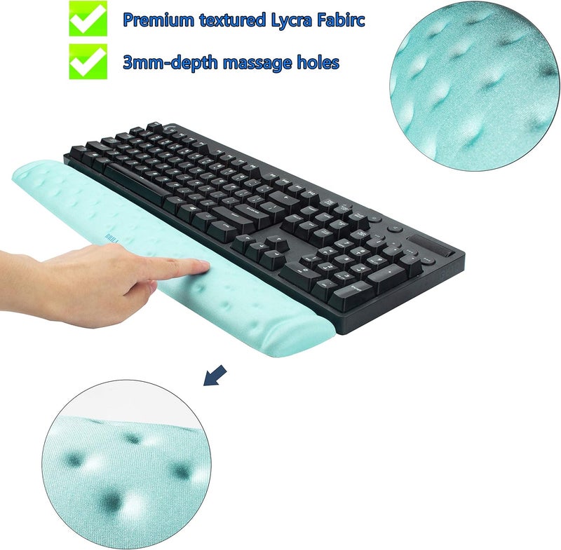 BRILA Memory Foam Keyboard Wrist Rest Support Pad Cushion for Computer, Laptop, Office Work, PC Gaming, Non-Slip Wrist Pain Relief (Aquamarine Keyboard Pad) - Image 3