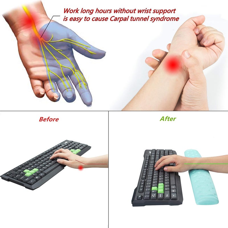 BRILA Memory Foam Keyboard Wrist Rest Support Pad Cushion for Computer, Laptop, Office Work, PC Gaming, Non-Slip Wrist Pain Relief (Aquamarine Keyboard Pad) - Image 4