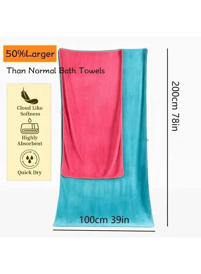 4pcs Extra Large Striped Coral Fleece Bath Towel Set Light Grey 39.37x78.74 Inch Soft Absorbent Quick Drying For Home Bathroom Beach Swimming Fitness Activities - Image 3